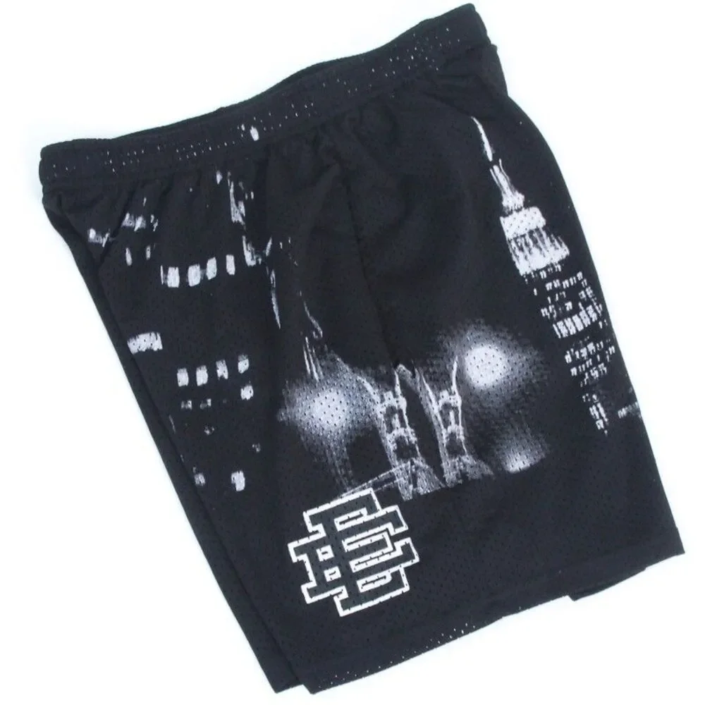 Eric Emanuel New York City Skyline Black Graphic Mesh Mens Large EE Basic Shorts